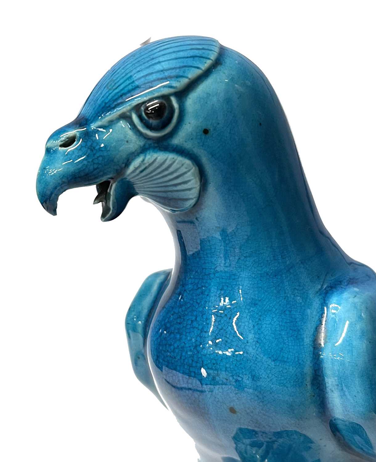 A Chinese pottery model of a hawk with turquoise glaze, 30cm high - Image 4 of 8