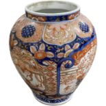 Japanese porcelain vase Meiji period of baluster form with Imari style decoration, 30cm high