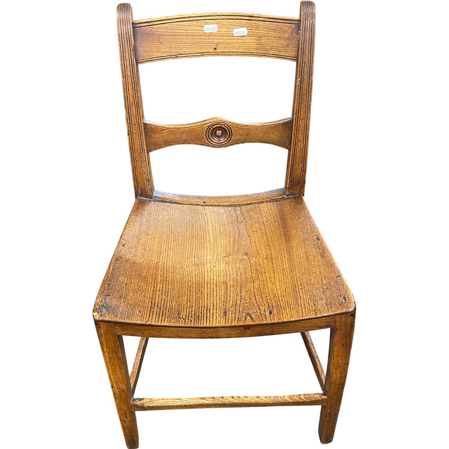 A set of six East Anglian 19th Century elm seated dining chairs, the backs with target type - Image 2 of 2