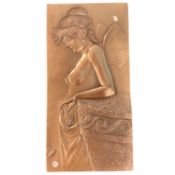 Art Nouveau style metal plaque, 25cm high