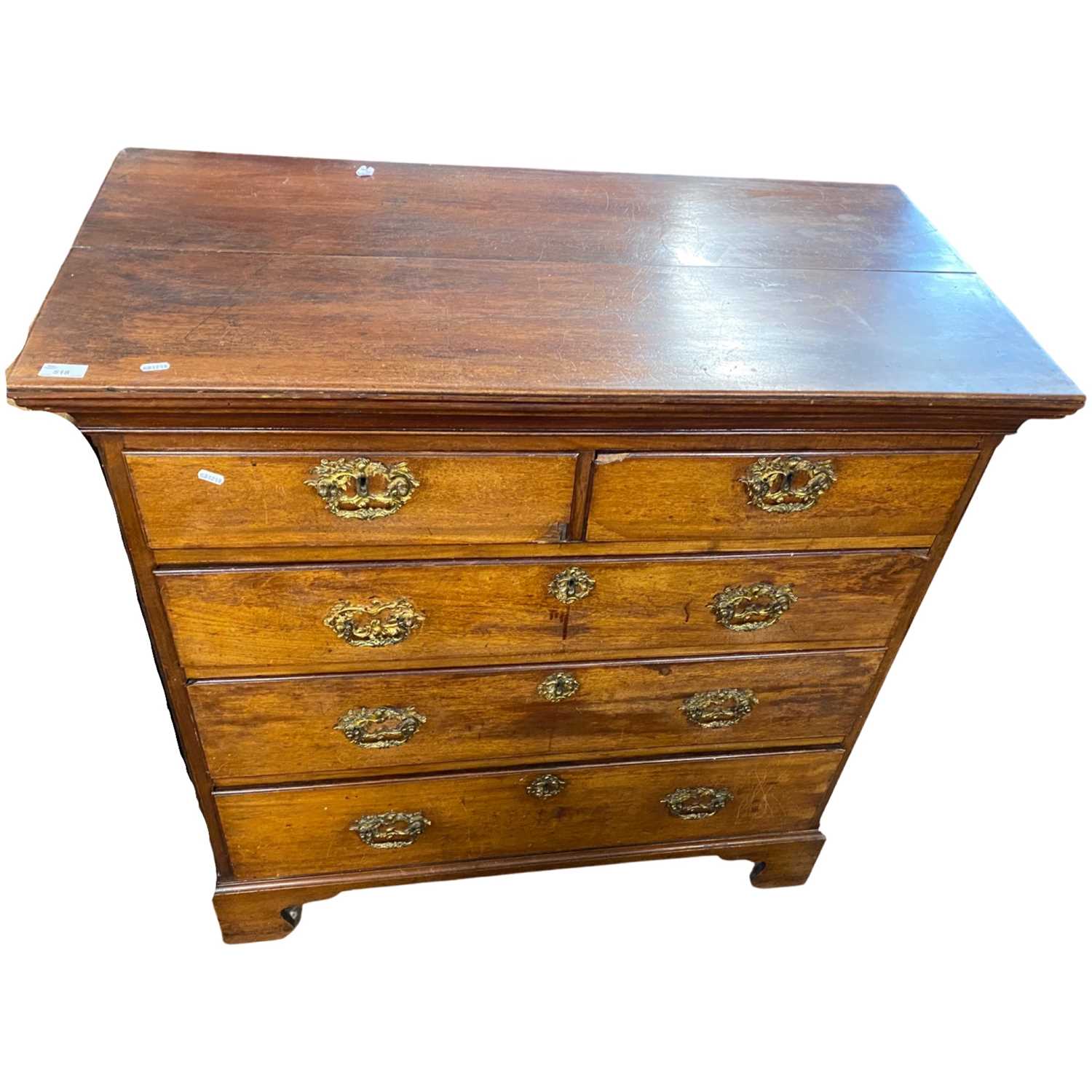 Georgian mahogany chest of two short over three long drawers fitted with elaborate swan neck handles - Image 2 of 2