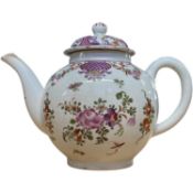Lowestoft teapot with polychrome decoration in Curtis style