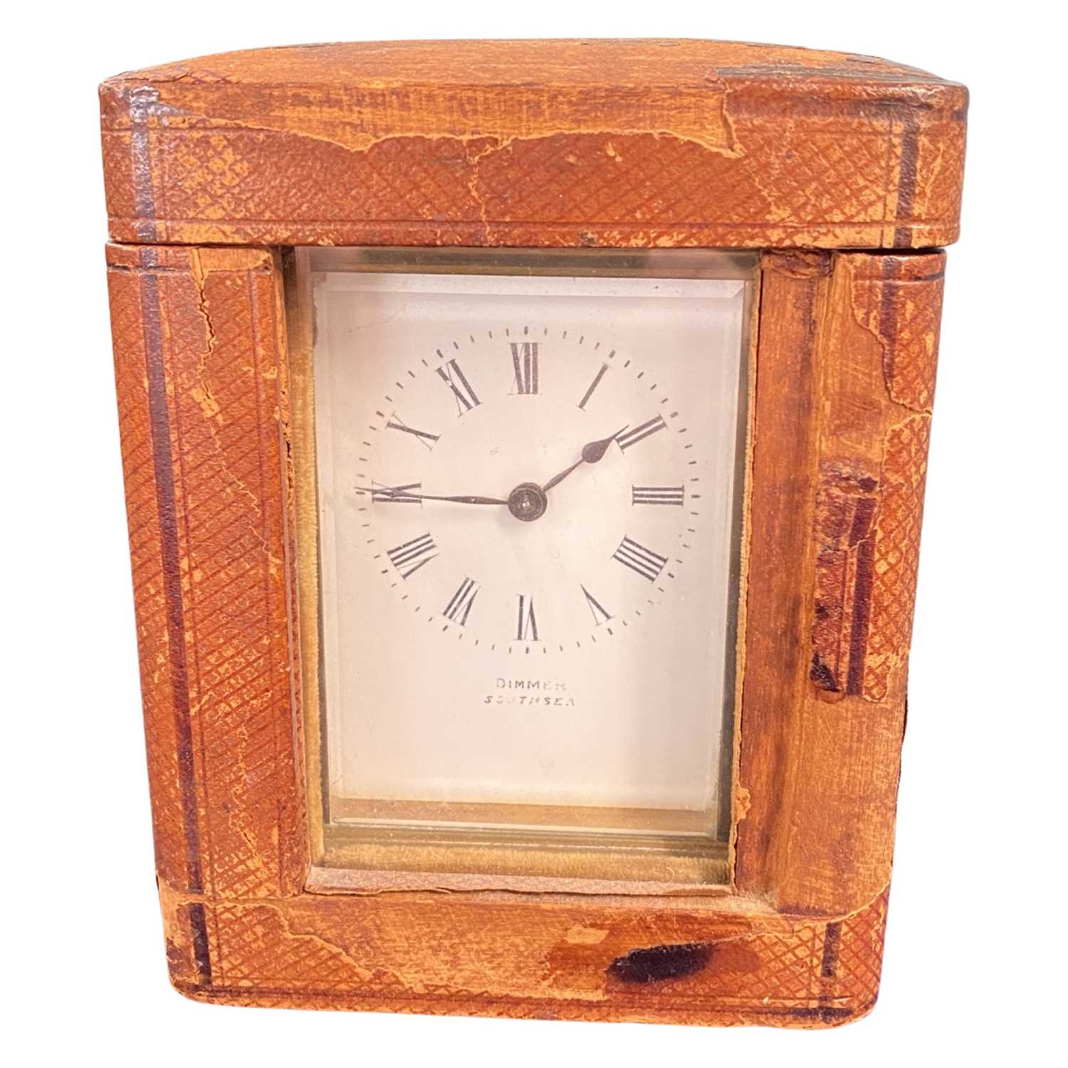 A brass cased carriage clock, Dimmer, Southsea