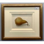 Olga Makrushenko (Russian, b.1956), "Pear 2", mixed media, signed, 5x7ins, framed and glazed.