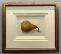 Olga Makrushenko (Russian, b.1956), "Pear 2", mixed media, signed, 5x7ins, framed and glazed.