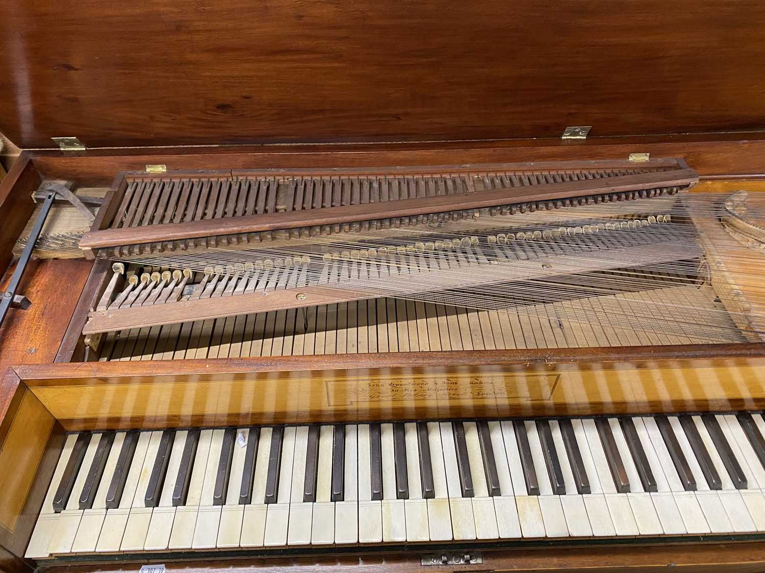 John Broadwood & Sons Makers, Great Putney Street, London, a 19th Century spinet or square piano set - Image 6 of 7