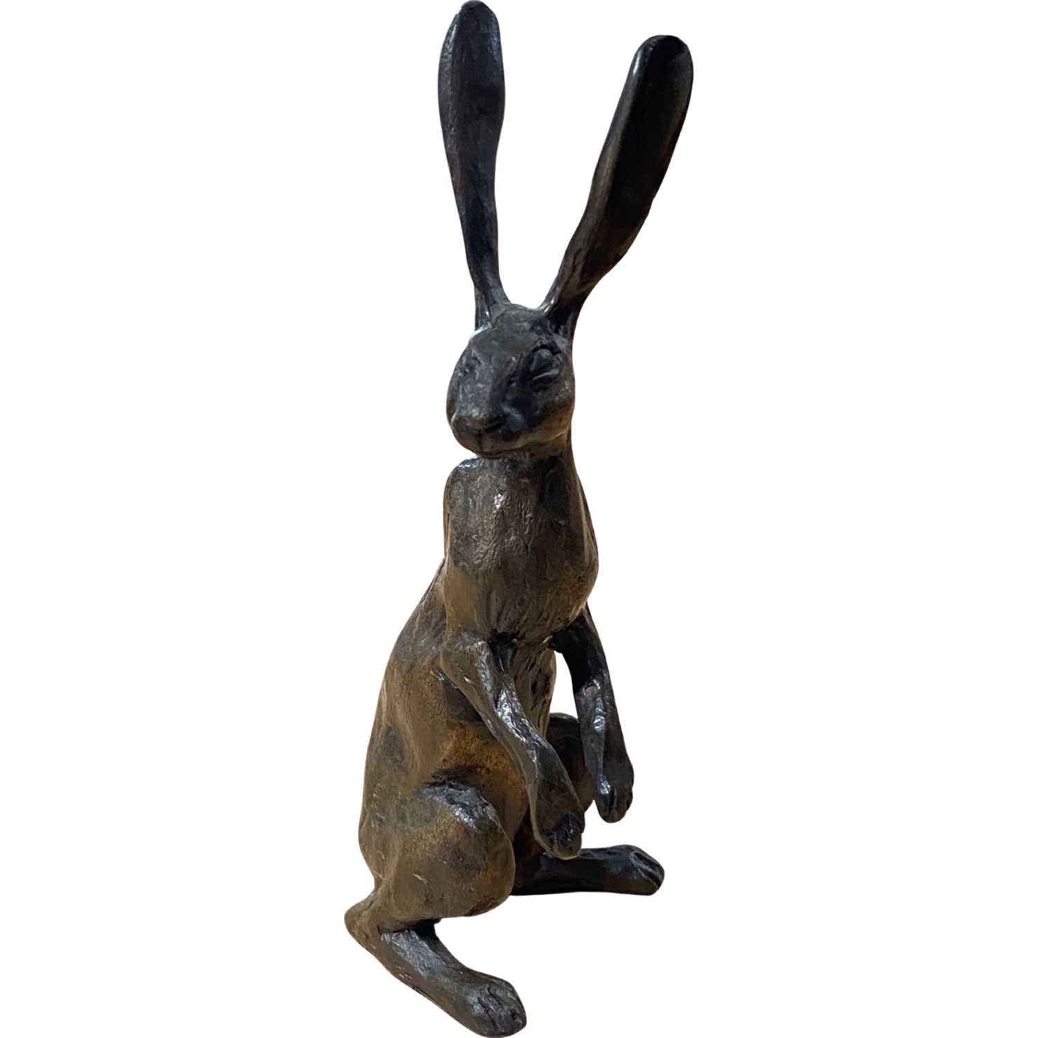 A bronze model of a hare, 16cm high