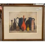 Thomas O'Donohue-Ross (b.1925), "Vases and Coffee Pot", limited edition coloured etching, numbered
