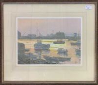 Margaret Glass RA RSMA (British, b.1950), "Evening: Wells Harbour", pastel, initialed and dated '88,
