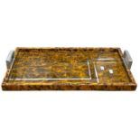 An Art Deco style serving tray with chrome finish handles, 47cm wide