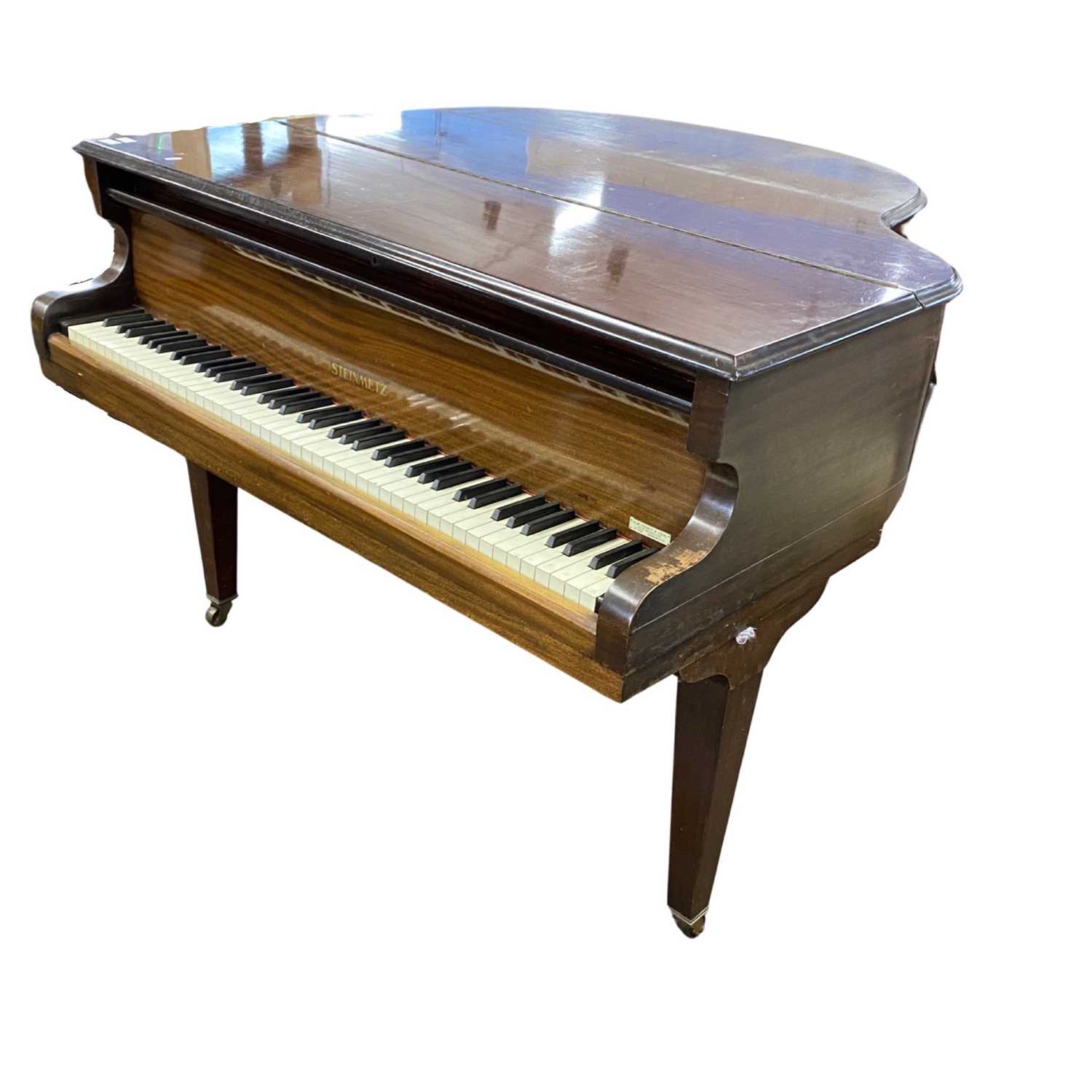 Steinmetz mahogany cased baby grand piano, 135cm side