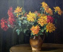 British School, circa late 19th / early 20th century, still life of flowers in a vase, oil on