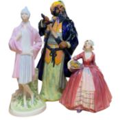 Two Doulton figures of Janet and Bluebeard together with a Coalport figure