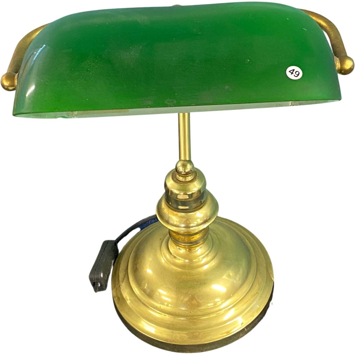 A brass based bankers lamp with green glass shade - Image 2 of 2