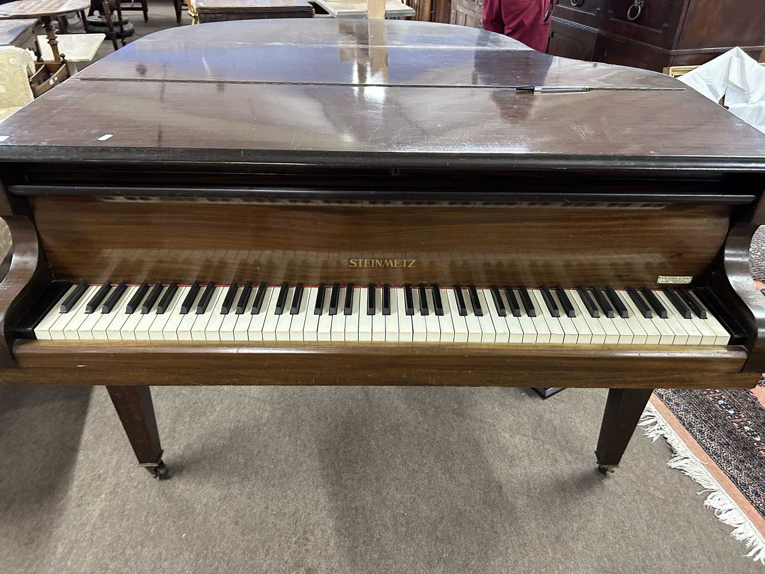 Steinmetz mahogany cased baby grand piano, 135cm side - Image 4 of 6