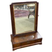 A small Georgian mahogany dressing table mirror with three drawer base, adjustable mirror plate