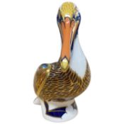 A Royal Crown Derby brown pelican paperweight