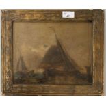 Continental School (late 18th early 20th century), shipping scene, oil on panel board, framed.