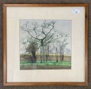 Moss Fuller RCA (British, 1937-1921), trees in a field, watercolour, artist name inscribed in ink on