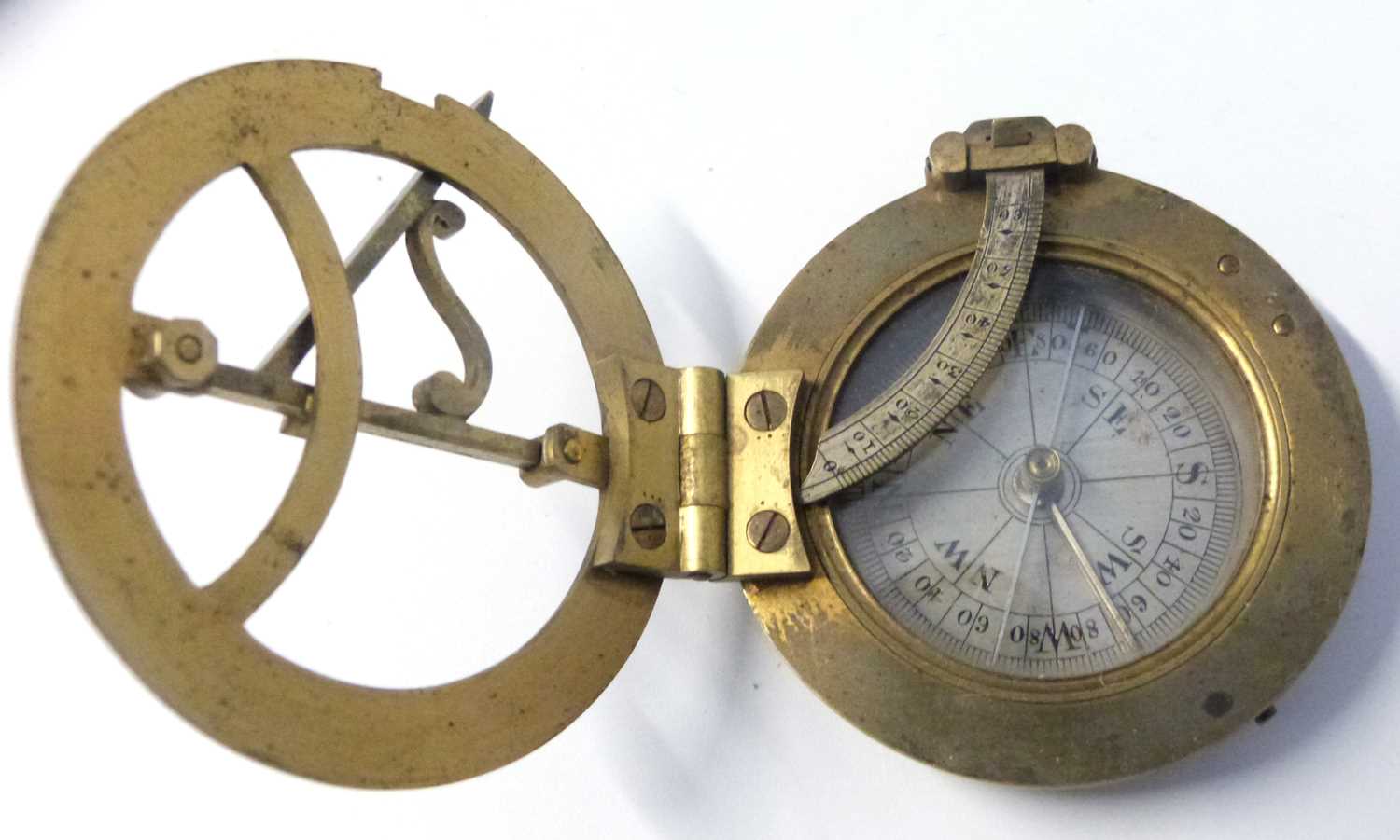 A COMPASS SUNDIAL BY TROUGHTON & SIMMS, LONDON, with 4.5cm silvered dial engraved with compass rose, - Image 5 of 8