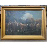 Geoffrey Mortimer (British, 1895-1986), horse riders, oil on canvas, signed, 18x26ins, framed.