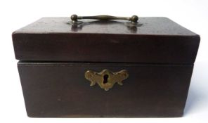 Small mahogany box of rectangular shape with metal handle