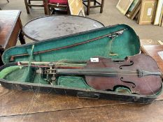 Cased violin bearing label for The Maidstone John Murdoch & Co, London, cased with two bows for