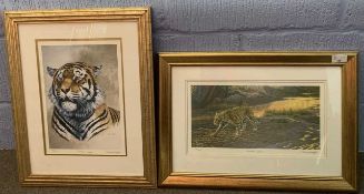 Stephen Gayford (British, b.1954) 'Morning Patrol' 8x14.5ins and 'Indian Tiger' 9x12.5ins, limited