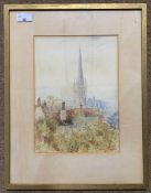 Cecil Tayler, (British, 20th century), a view over Norwich Cathedral, watercolour, signed and