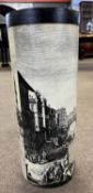 A 20th Century stick or umbrella stand in the style of Fornasetti decorated with a continuous