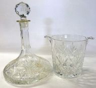 A Edinburgh Crystal cut glass ice bucket together with a cut glass decanter with faceted stopper,