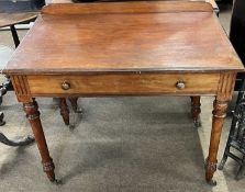 A 19th Century mahogany Gillows side table with single drawer raised on turned legs with brass