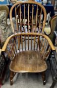 19th Century elm seated stick back Windsor chair of typical form, 103cm high
