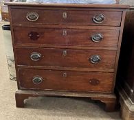 Small 19th Century mahogany four drawer chest raised on bracket feet, 79cm wide (a/f)