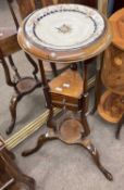 Small Georgian wash stand with circular top, a single centre drawer with two dummy drawer fronts