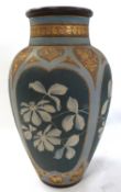 A 19th Century Doulton Lambeth silicon ware vase by Louisa Durtnall decorated with panels of white