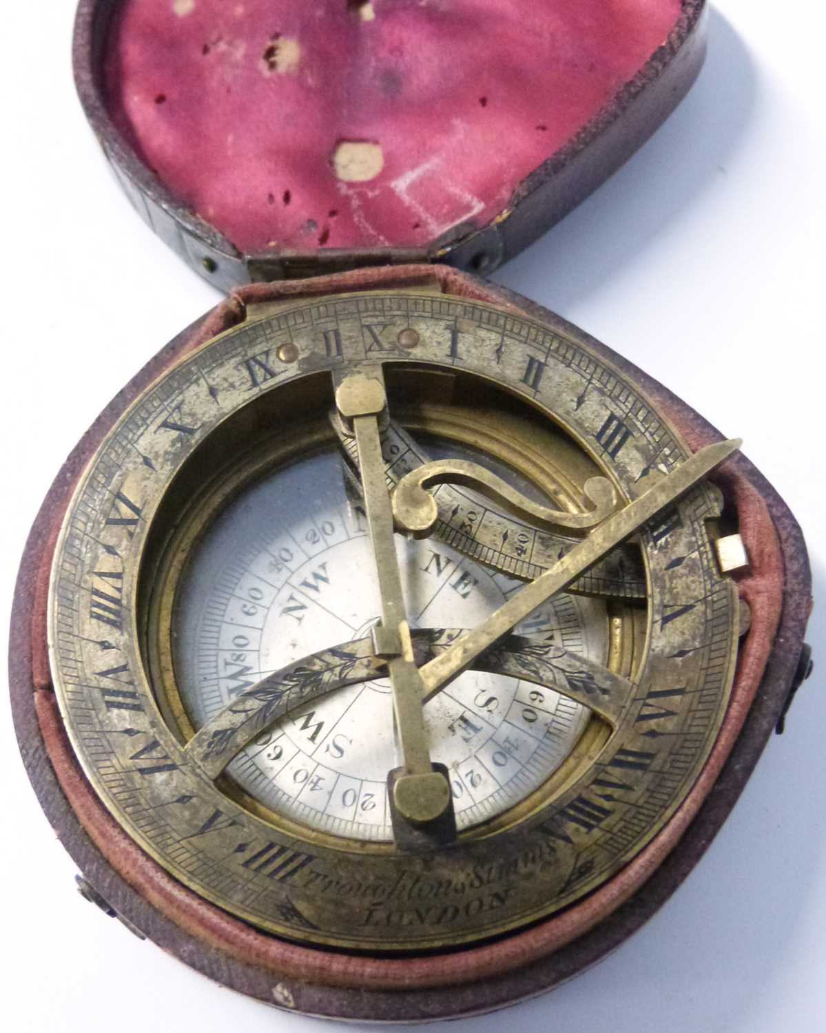 A COMPASS SUNDIAL BY TROUGHTON & SIMMS, LONDON, with 4.5cm silvered dial engraved with compass rose, - Image 4 of 8