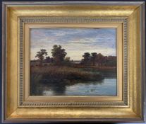 Mark Edwin Dockree (fl.1856-1890), "Wroxham Broad", oil on board, signed,11x8.5ins, framed