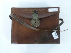 Leather pouch containing a quantity of early motoring maps of Scotland with gilt title to the