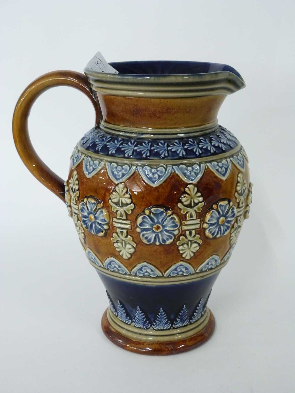 Doulton Lambeth jug, late 19th Century with applied floral decoration together with a Royal - Image 3 of 3