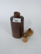 Group of stone ware 19th Century ink bottle, impressed Doulton Lambeth and two further buff