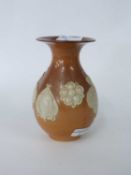 Interesting Royal Doulton vase experimental clay bodies the buff ground with flower heads incised