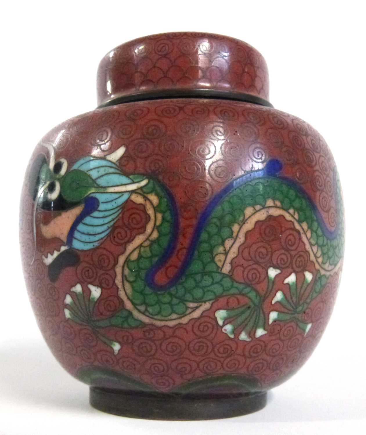 Cloisonne incense burner of globular form with pierced cover together with a small Cloisonne jar and - Image 25 of 36