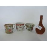 Group of Chinese porcelain cups, 18th Century Famille Rose example and two 19th Century Cantonese