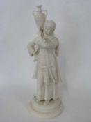 A Royal Worcester style parian figure of a water carrier on circular base, 42cm high