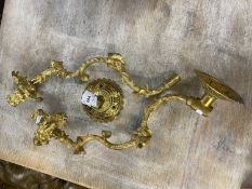 Pair of gilt metal foliate formed wall sconces approx 35cm wide