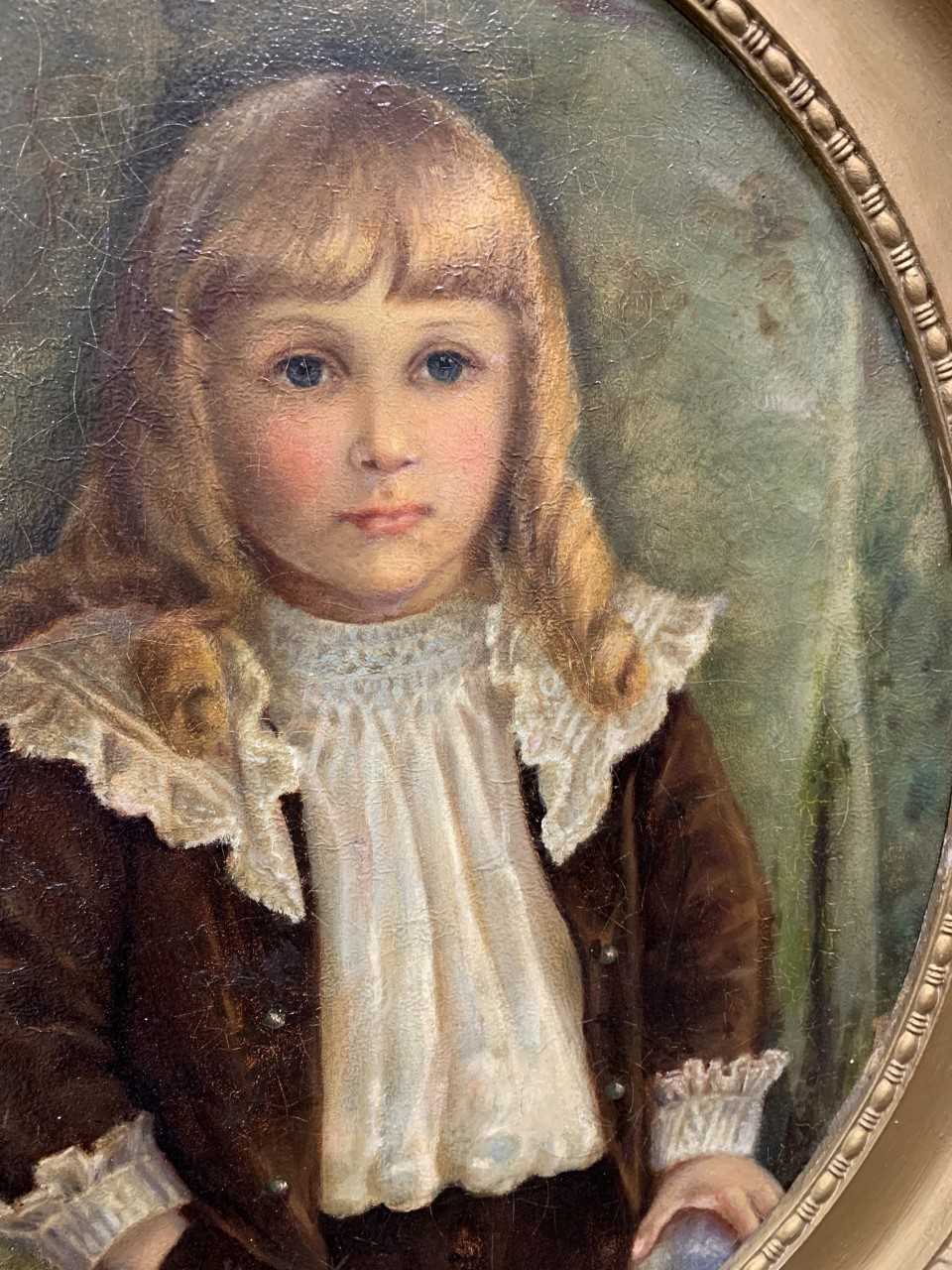 Kathleen Goodman (British,1879-1968), portrait of a young girl, oil on board in the oval, oval - Image 2 of 2