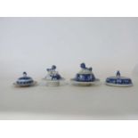 Group of four Chinese porcelain blue and white lidsGood condition