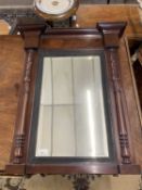 19th Century and later mahogany wall mirror set with a central rectangular bevelled mirror plate,