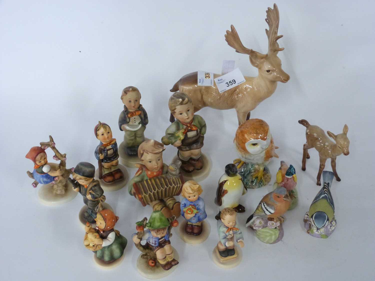 A quantity of Goebel Hummel type figures (9), together with further ceramic bird models, a Beswick - Image 3 of 9